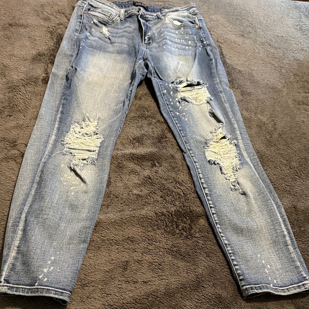 Judy Blue Light Blue Distressed Skinny Jeans
